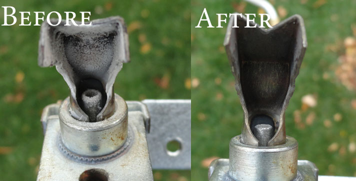 gas pilot light before and after cleaning