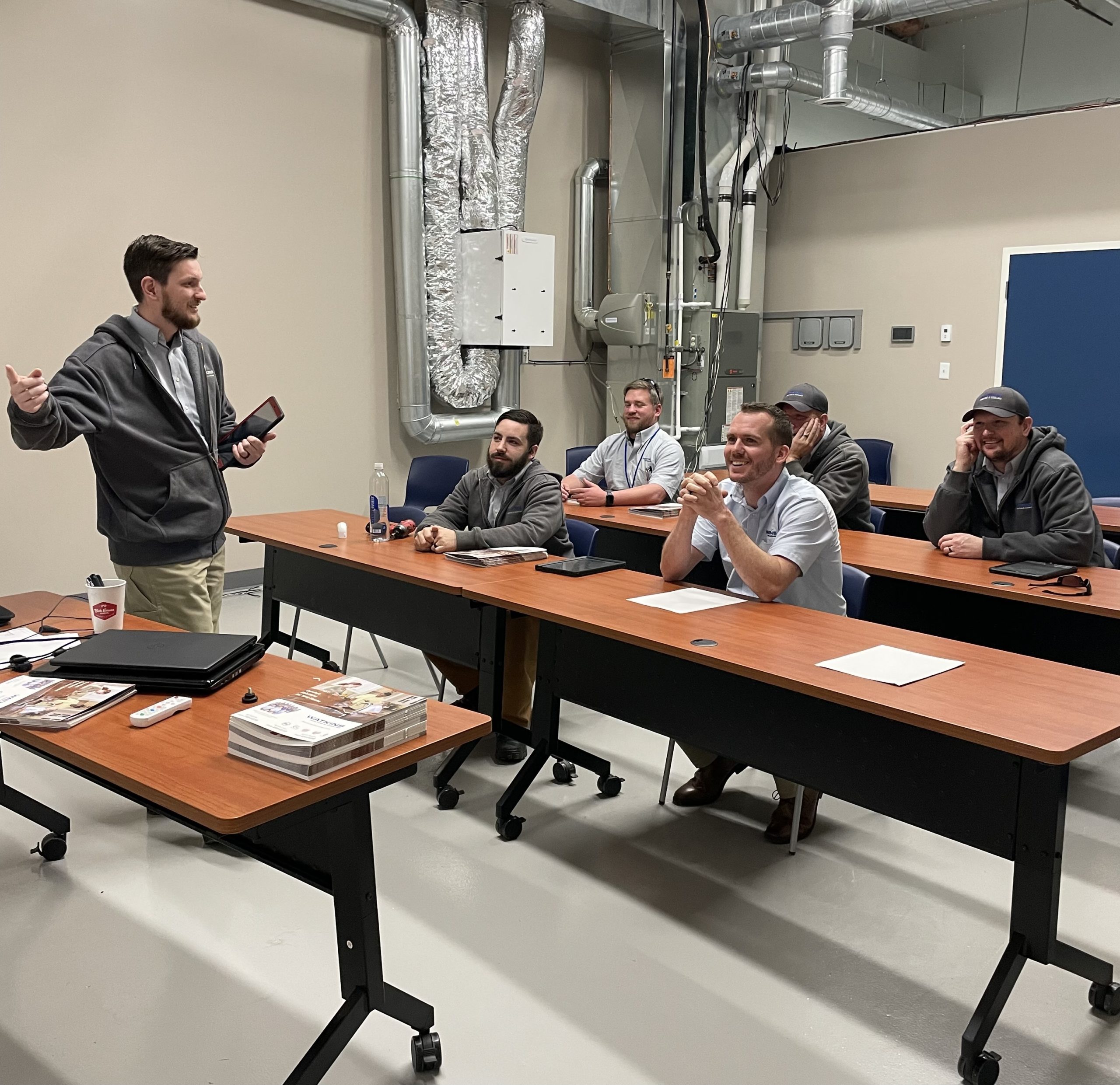 hvac service technicians in a classroom