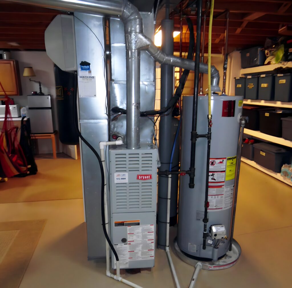 Old Bryant furnace in the basement of a Dayton home