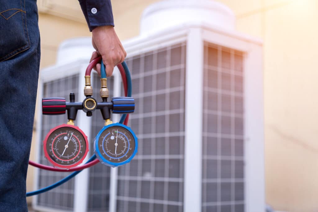 Lebanon Technician Check AC Levels with Tools