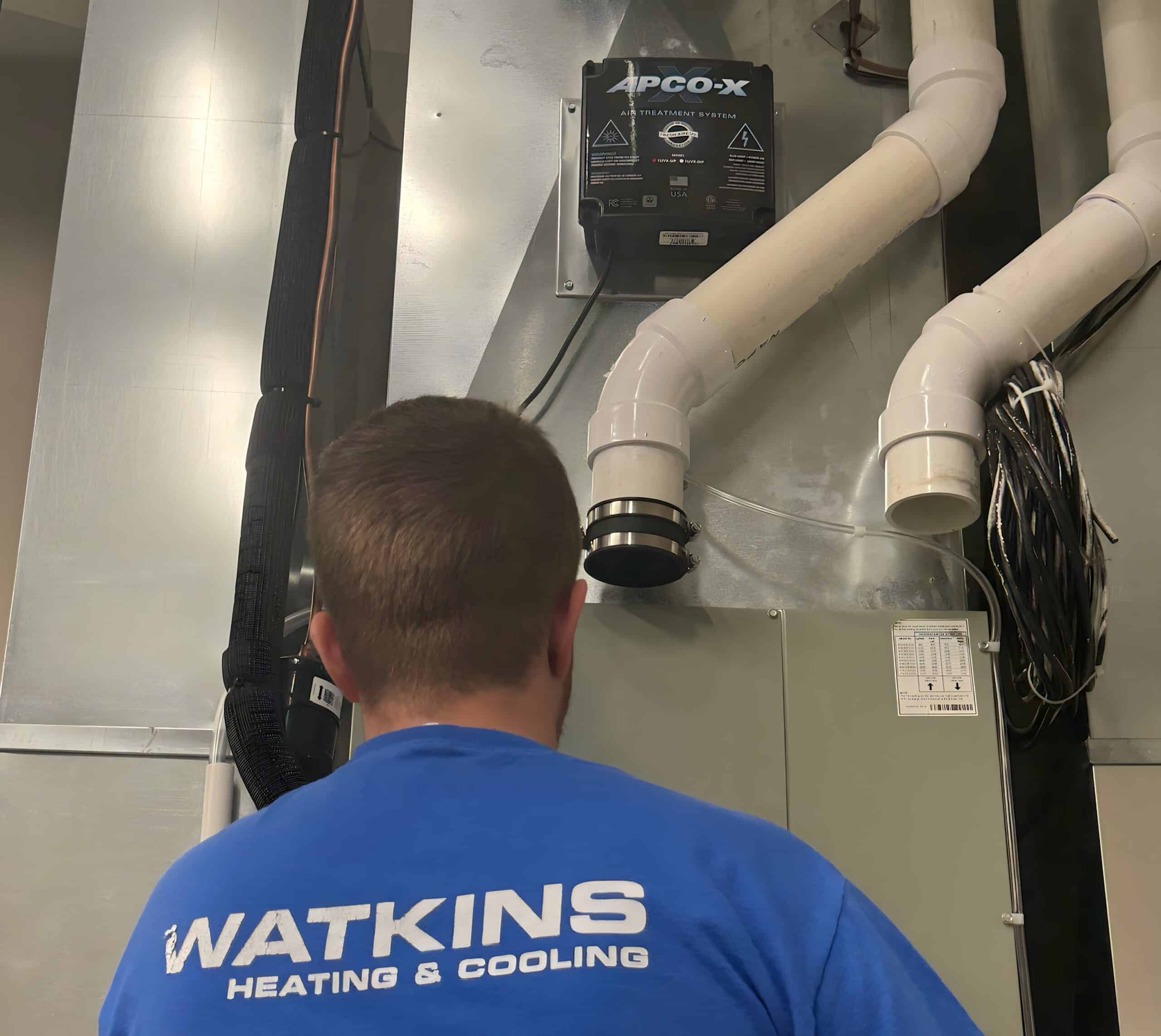 Watkins HVAC Technician Installs APCO UV Light