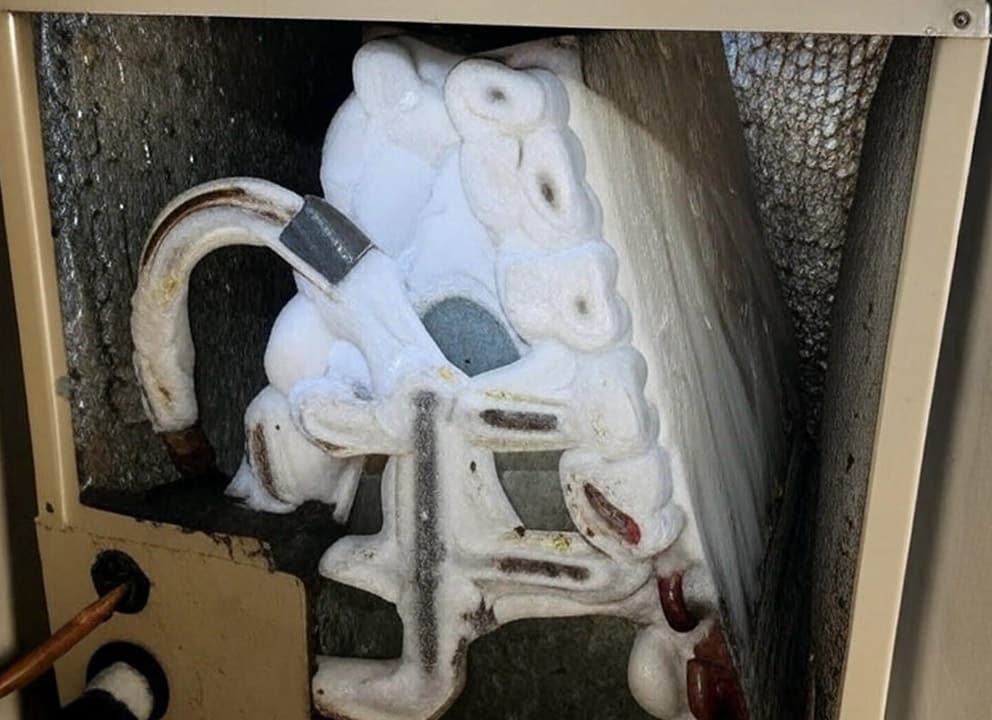Frozen Evaporator Coil in HVAC System